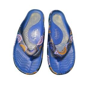 Cheeks Health Sandals by Tony Little Size US 9 UK 7 EU 39 Blue Mandala Floral U1